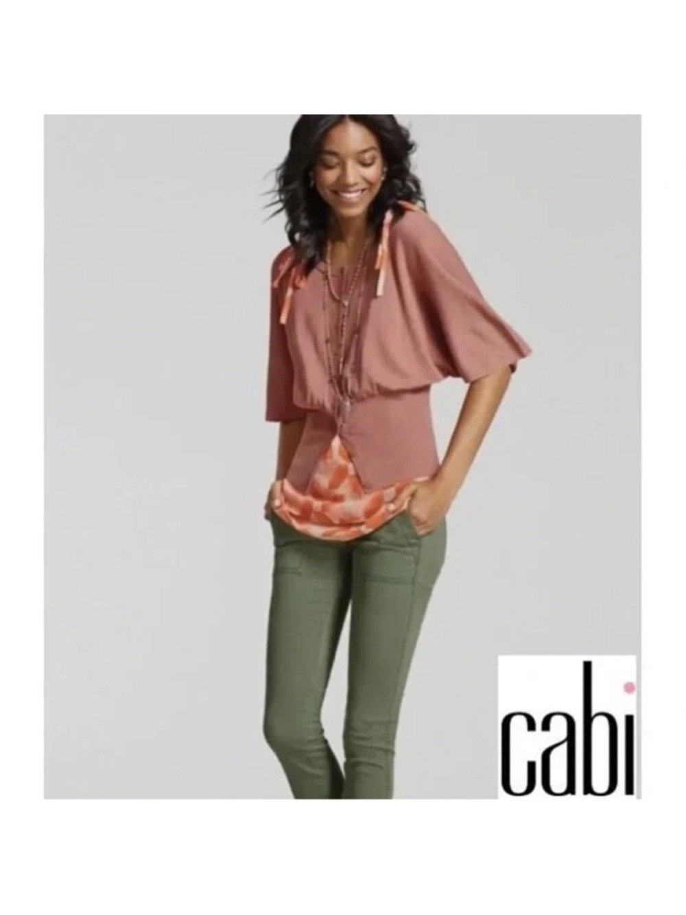 CAbi Brick Dust Kimono Cardigan Size M and Matching V-Neck Cami Size M EUC - Picture 4 of 12